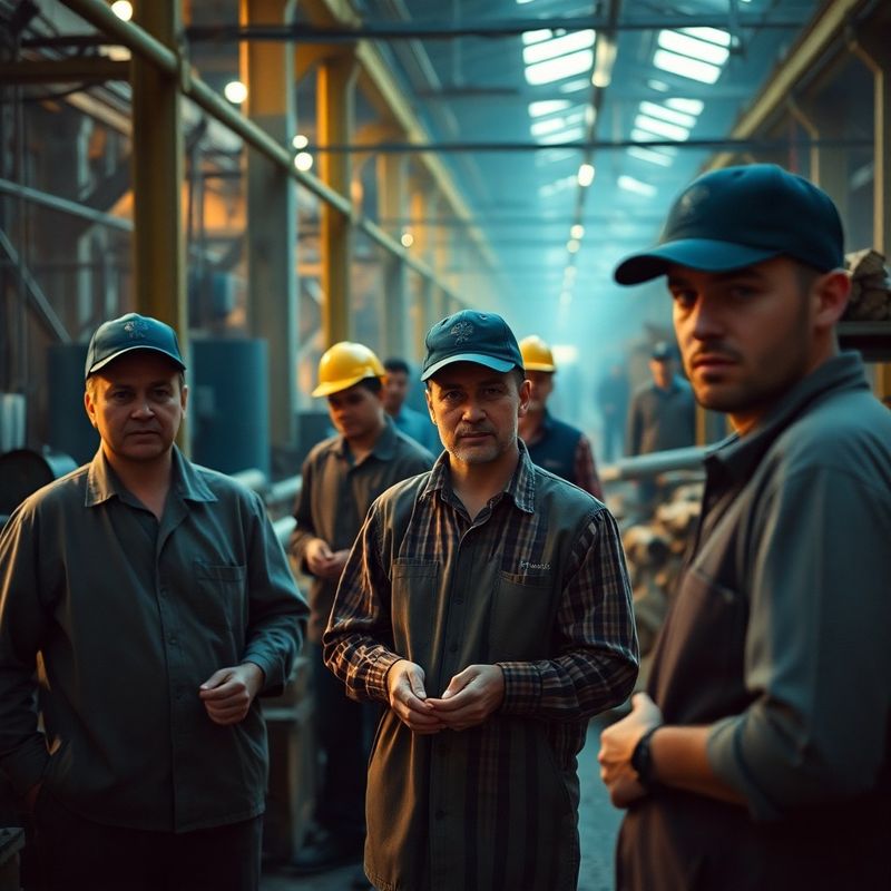 Lucrători români într-un mediu industrial