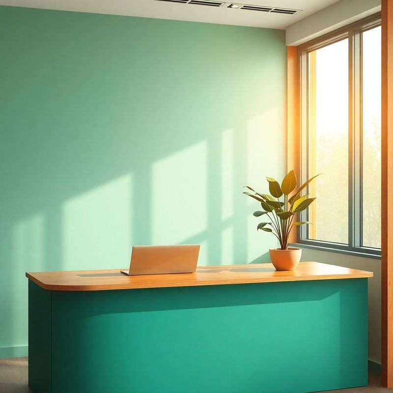 Recepție minimalistă cu accente teal-modern